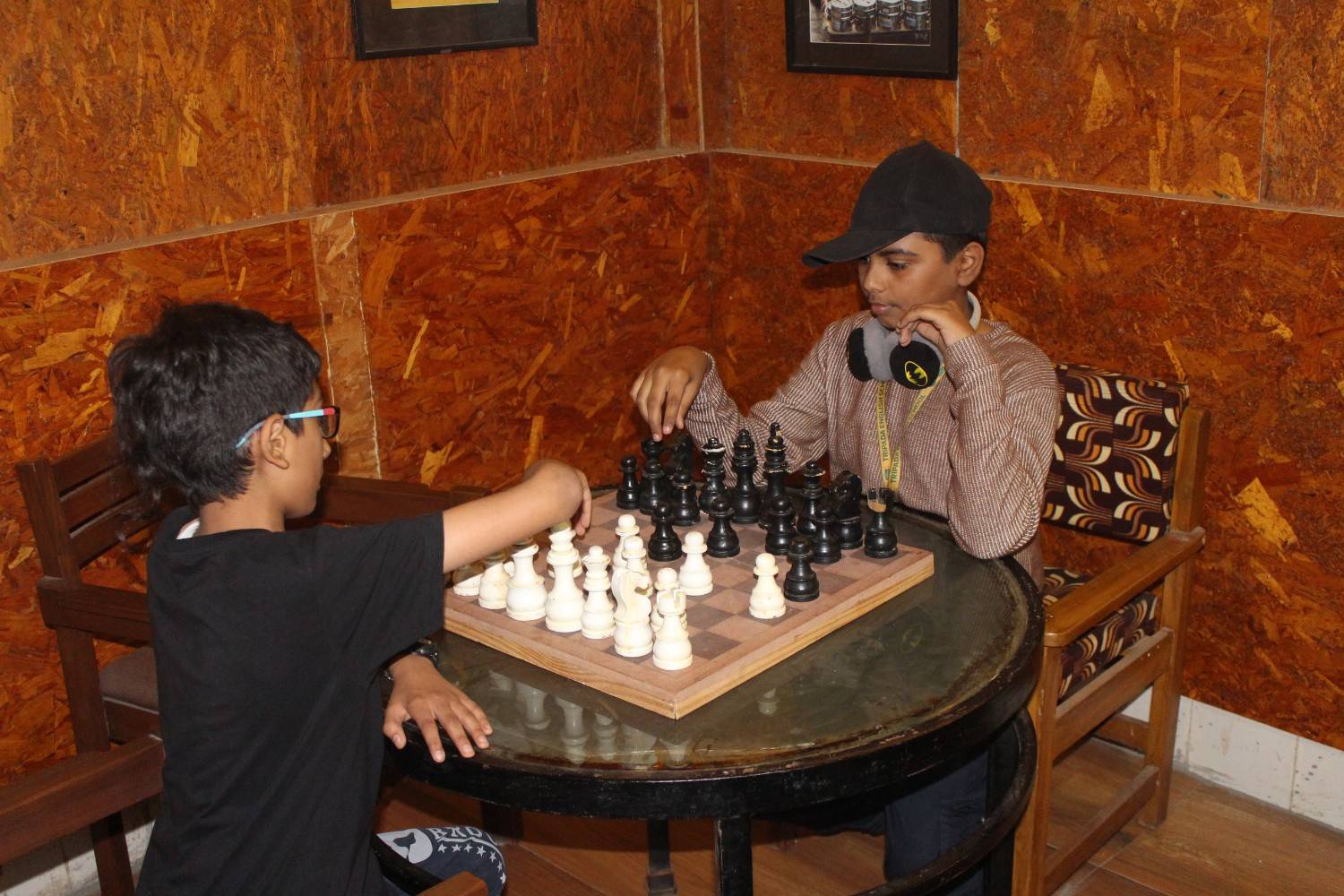 Boys focused on chess match