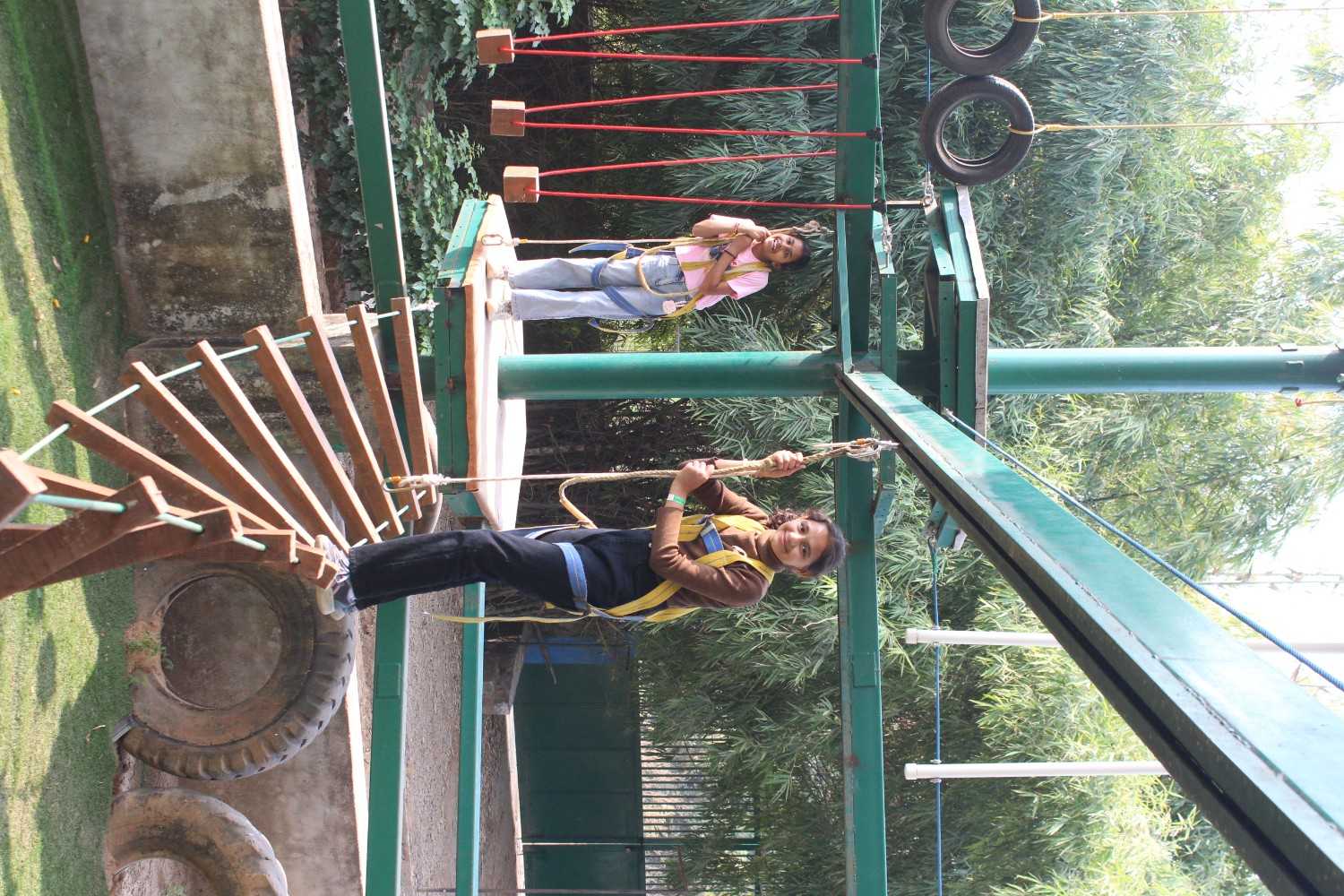 Girl on spiral rope climber