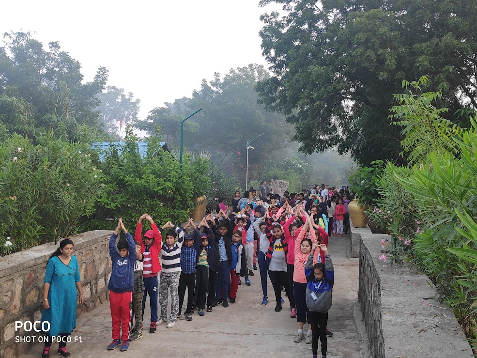 Students lined up for morning physical exercises