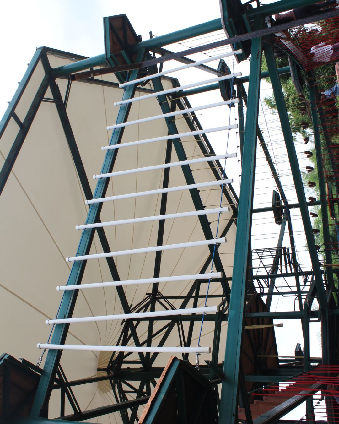 Horizontal PVC pipe ladder climbing challenge